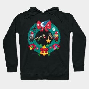 Final Fantasy 7 Christmas Wreath Pixel Art Hoodie